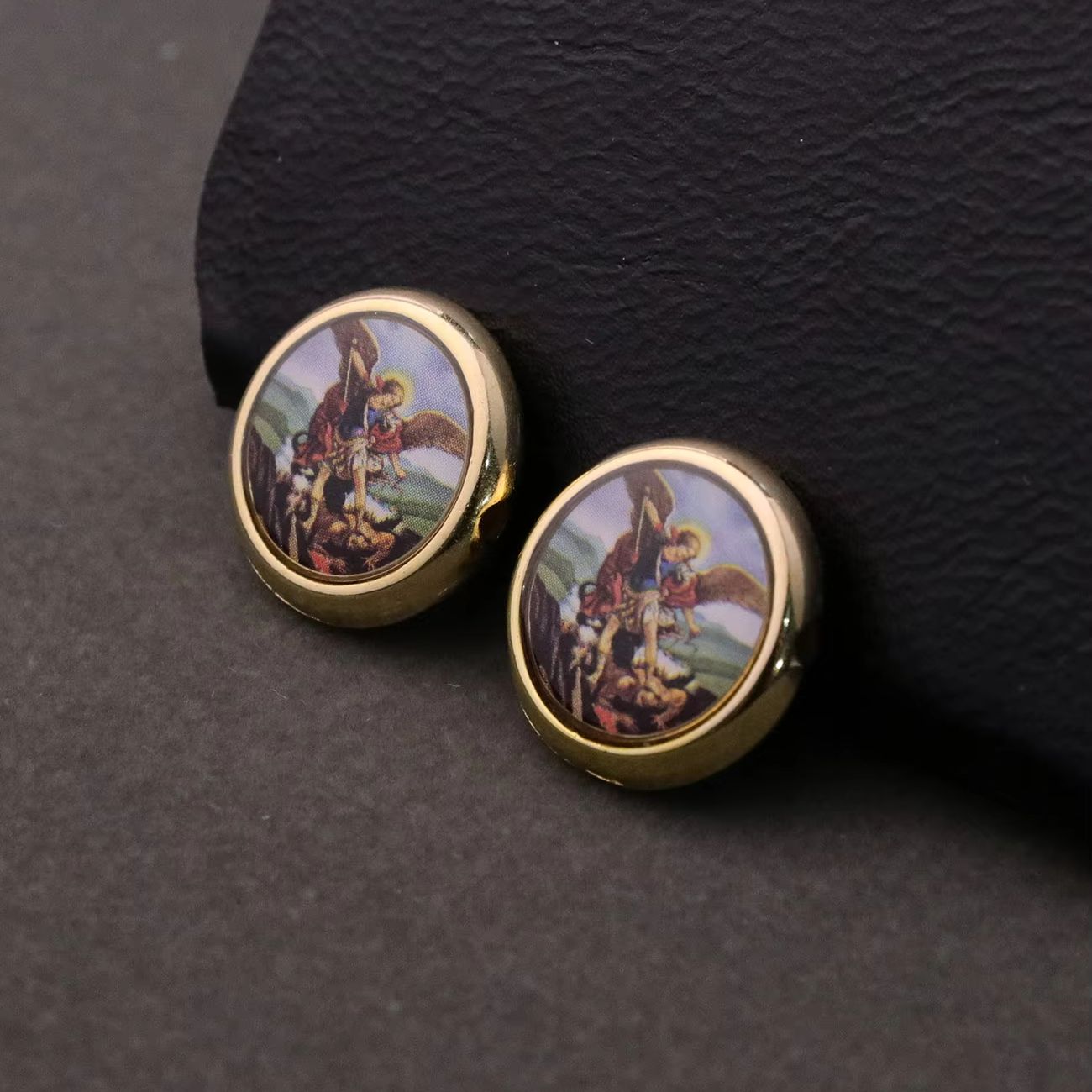 Jewelry Making Michaels - 20 ชิ้นรอบ Archangel Saint Michael ไอคอนหลวมลูกปัด