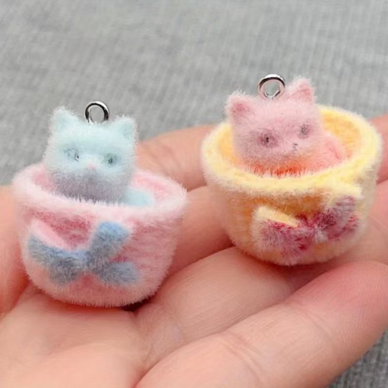 Jewelry Making For Birthday Party - จี้แมวเรซิน 3D แบบนุ่ม 4 ชิ้น สำหรับทำเครื่องประดับ