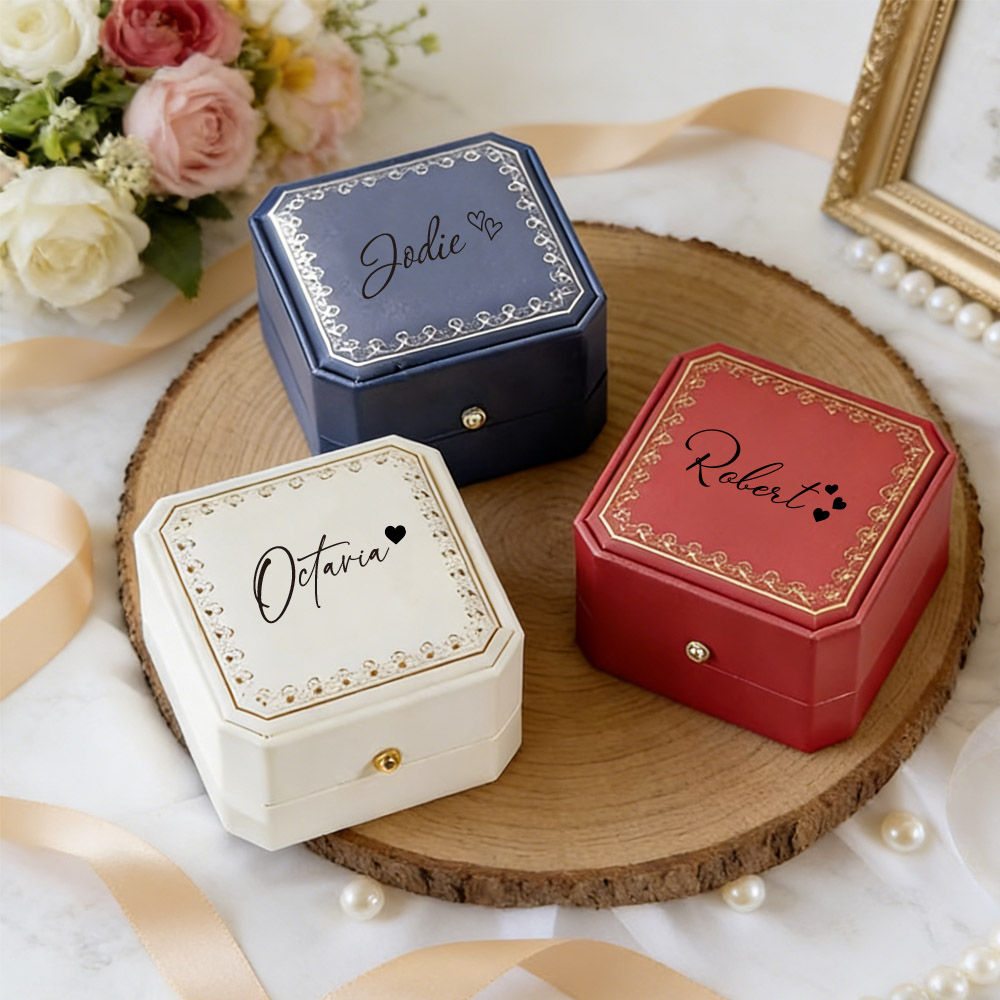 Jewelry Making Box - กล่องใส่แหวนหนังเทียมแบบสั่งทำ บุผ้ากำมะหยี่ สำหรับเก็บเครื่องประดับ ของขวัญสุดโรแมนติกสำหรับเจ้าสาว วันวาเลนไทน์ สำหรับเธอ