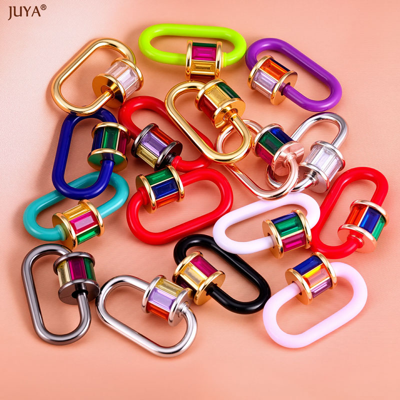 Jewelry Making Hardware - ตัวล็อคแบบเกลียวเคลือบคริสตัลสีรุ้ง JUYA สำหรับเชื่อมต่อและยึดติด ใช้สำหรับทำสร้อยคอ DIY อุปกรณ์เสริมสำหรับทำเครื่องประดับ
