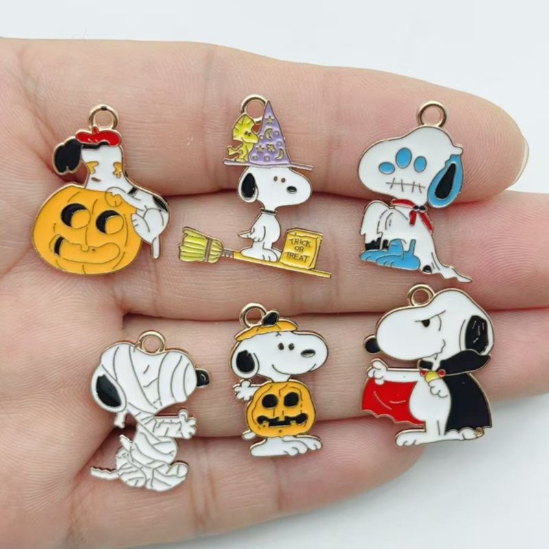 Jewelry Making Parts - 10 ชิ้น จี้โลหะผสมลายการ์ตูนลูกสุนัขน่ารักสำหรับฮาโลวีน พร้อมจี้รูปฟักทอง อุปกรณ์เสริมสำหรับทำเครื่องประดับ DIY