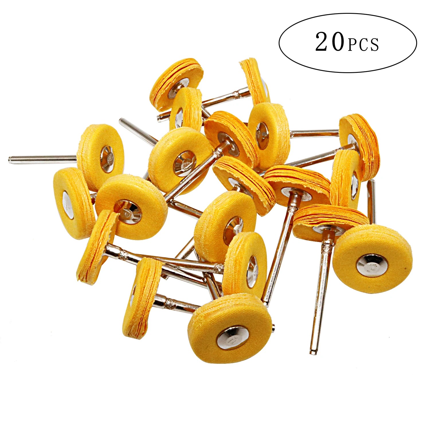 Jewelry Making Tool Kit - ชุดล้อขัดผ้าสีเหลืองขนาด 1 นิ้ว 20 ชิ้น, ล้อขัดเงาพร้อมแกนขนาด