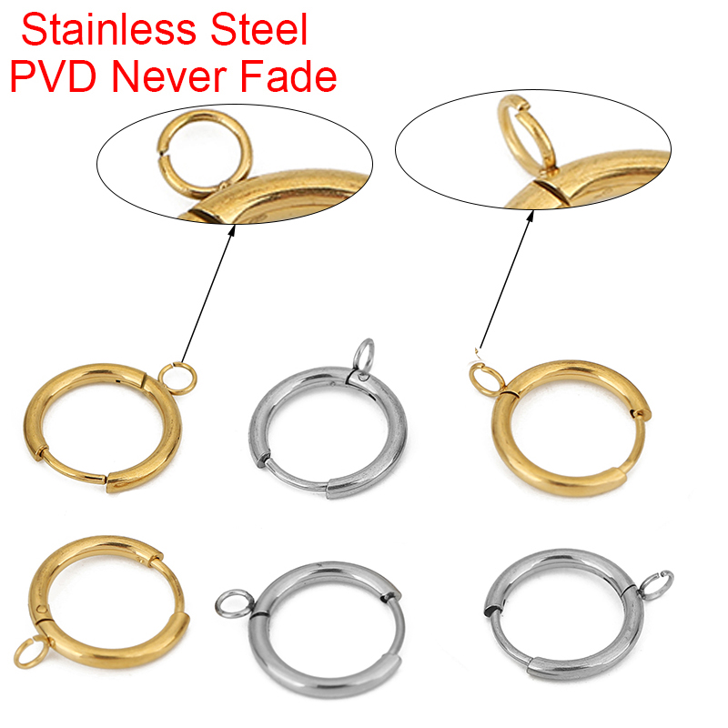 Jewelry Making Articles - 10pcs PVD ไม่เคยจางหายต่างหูตะขอทํา 16 มม.Hypoallergenic สแตนเลสต่างหู