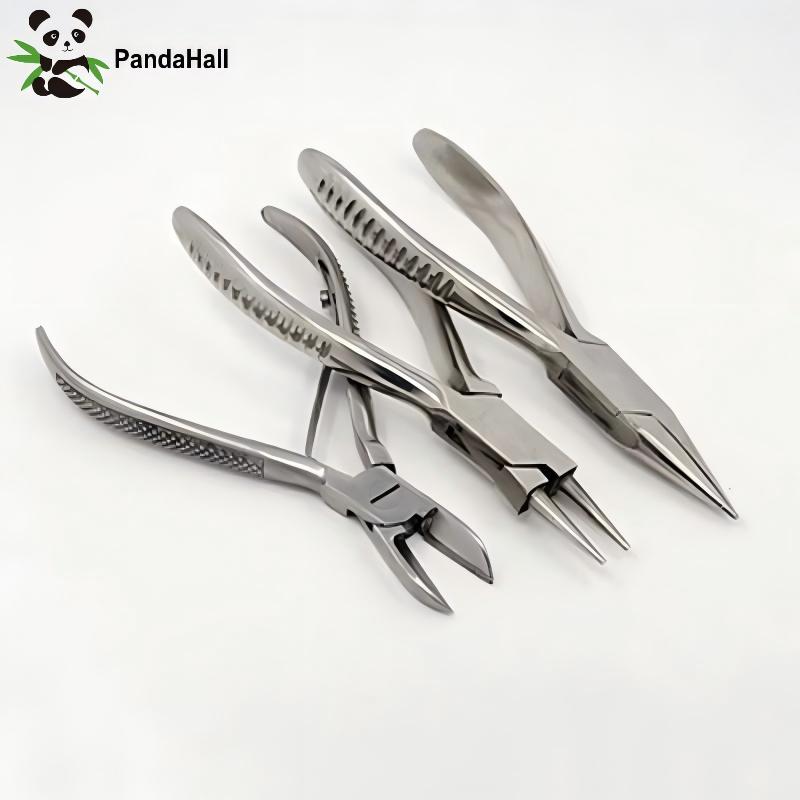 Jewelry Plier Set - ชุดคีมตัดข้างและคีมปากแหลม 3 ชิ้น/ชุด ยี่ห้อ PandaHall ทำจากเหล็กกล้าคาร์บอน