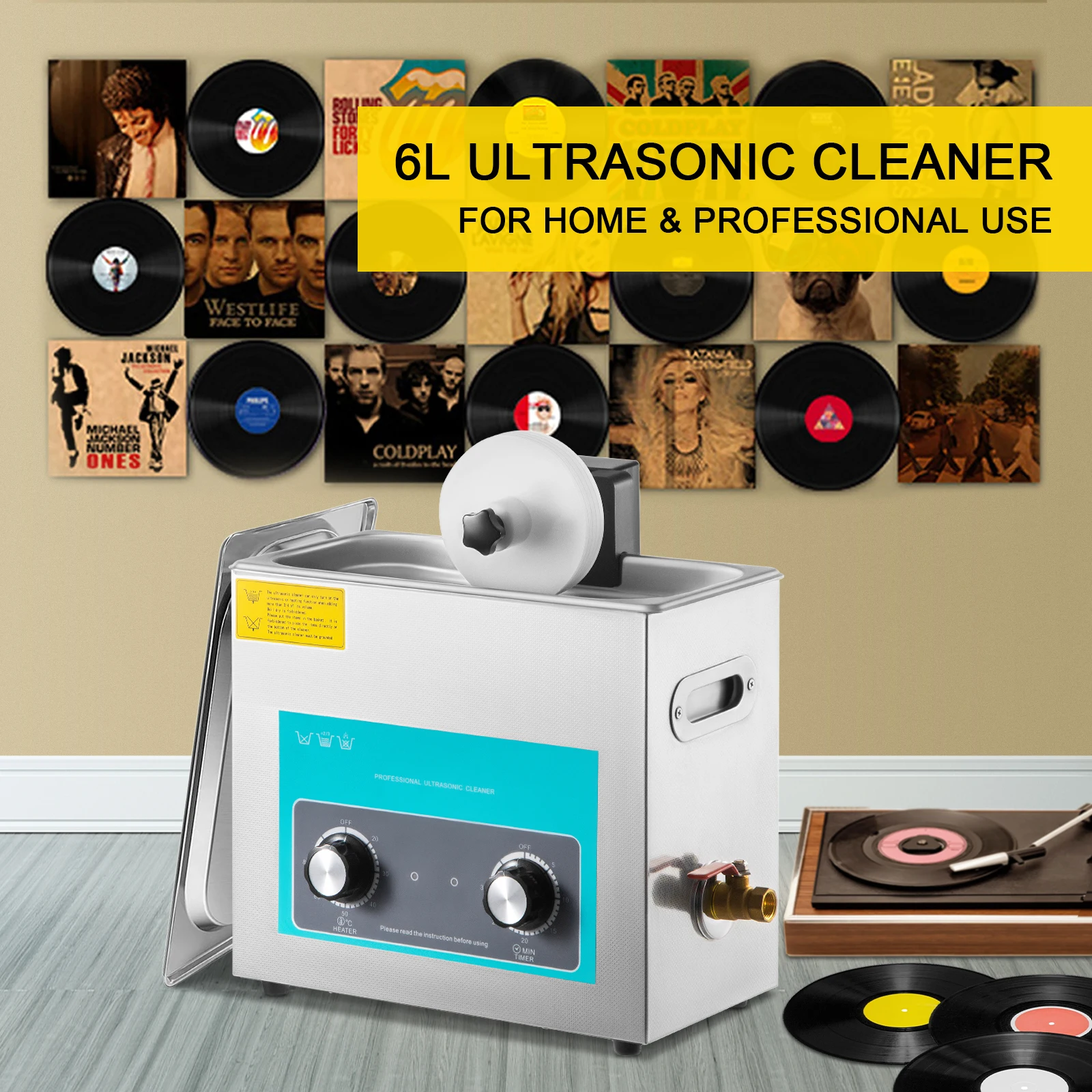 Jewelry Making Equipment - เครื่องทำความสะอาดแผ่นเสียงไวนิล SIHAO 6 ลิตร แบบอัลตราโซนิก พร้อมปุ่มควบคุม