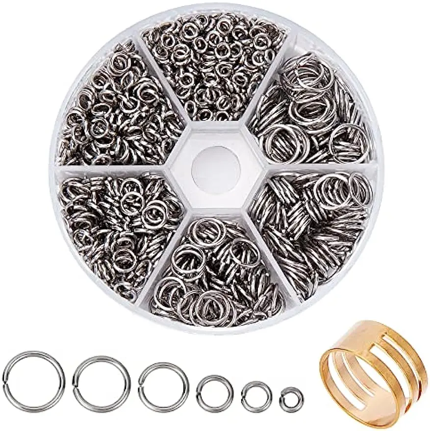 Jump Ring Assorted - แหวนกระโดดสแตนเลส304 1000ชิ้นแหวน18-เกจแหวน O เส้นผ่านศูนย์กลาง4มม. 5มม. 6มม.