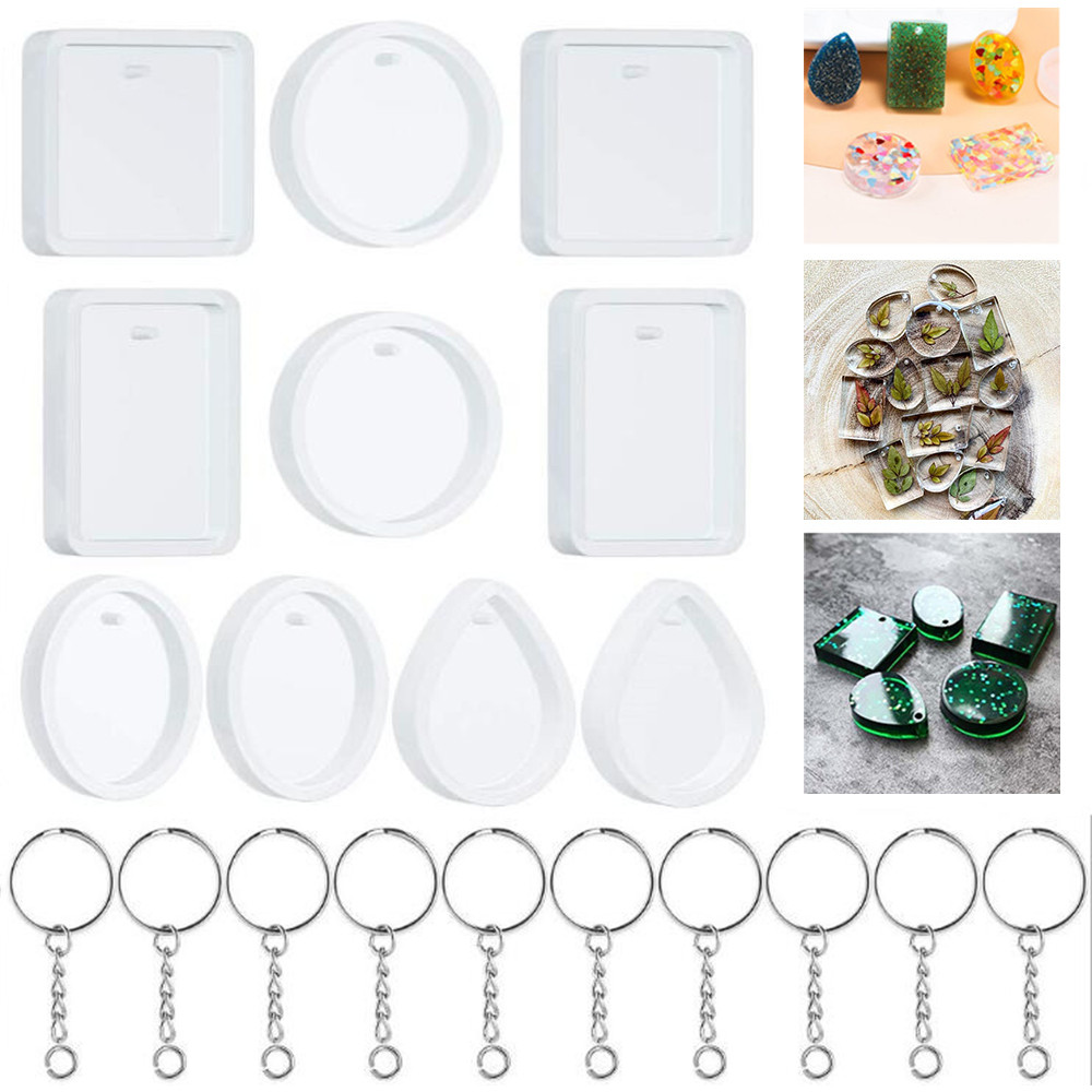 Jewelry Making Tool Kit - 20ชิ้น/เซ็ต DIY พวงกุญแจจี้หล่อพิมพ์เค้กซิลิโคนชุดคริสตัลอีพ็อกซี่แม่พิมพ์เรซินสำหรับ DIY เรซิ่นเครื่องประดับจี้เครื่องมือ