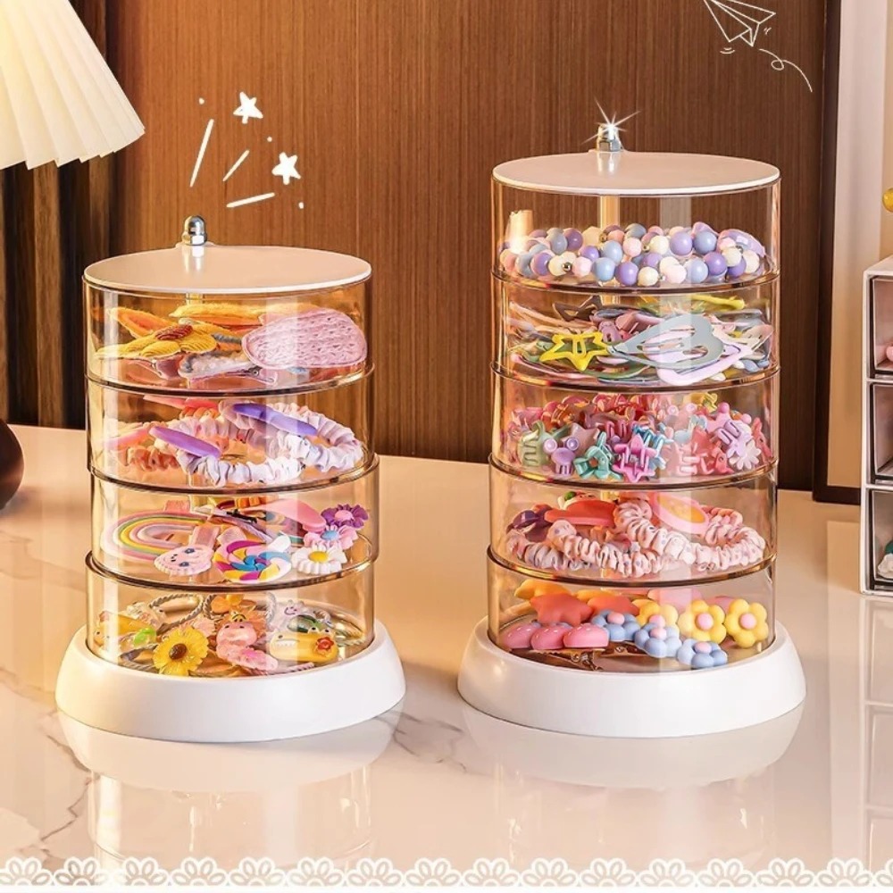 Jewelry Making Box - กล่องเก็บอุปกรณ์เสริมผมแบบหมุนได้ 360 องศา กล่องเก็บของพลาสติกขนาดกะทัดรัด กล่องโชว์หลายชั้นสำหรับวางบนโต๊ะสำหรับเด็กผู้หญิง ใส่เครื่องประดับ