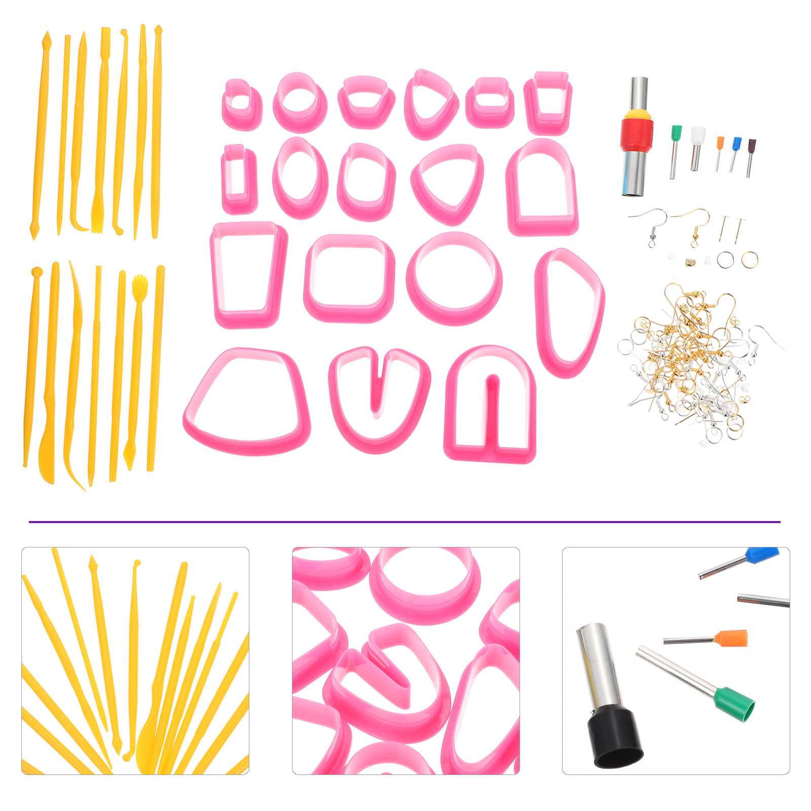 Jewelry Making Tool Kit - ชุดอุปกรณ์ทำต่างหูพลาสติก 1 ชุด สำหรับทำเครื่องประดับดินโพลิเมอร์ งานฝีมือคริสต์มาส พร้อมเครื่องมือตัดสเตนเลส