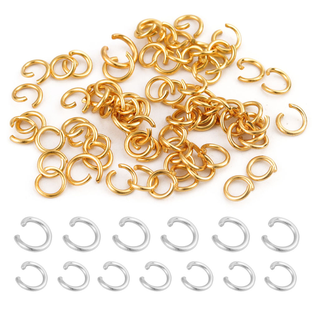 Jump Ring Assorted - 100-200 ชิ้น/ล็อตสแตนเลสแยกแหวนทอง/สีเหล็กเปิดแหวนกระโดดสําหรับ DIY เครื่องประดับค้นหาทําอุปกรณ์เชื่อมต่อ