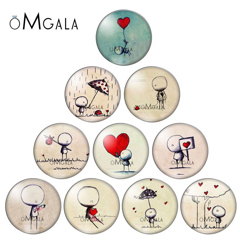 Jewelry Making Drawing - ภาพวาดที่เรียบง่ายของหุ่นและหัวใจรัก 10pcs 12 มม./18 มม./20 มม./25