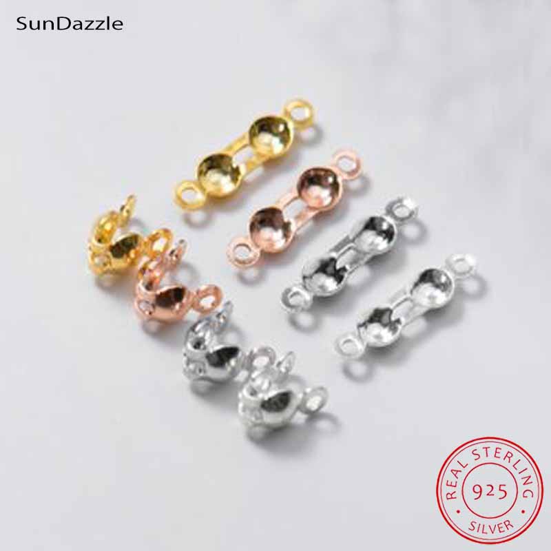Jewelry Making Hardware - ตัวล็อคปลายลูกปัดเงินแท้ 925 จำนวน 4 ชิ้น ตัวเชื่อมต่อแบบหนีบสีทอง