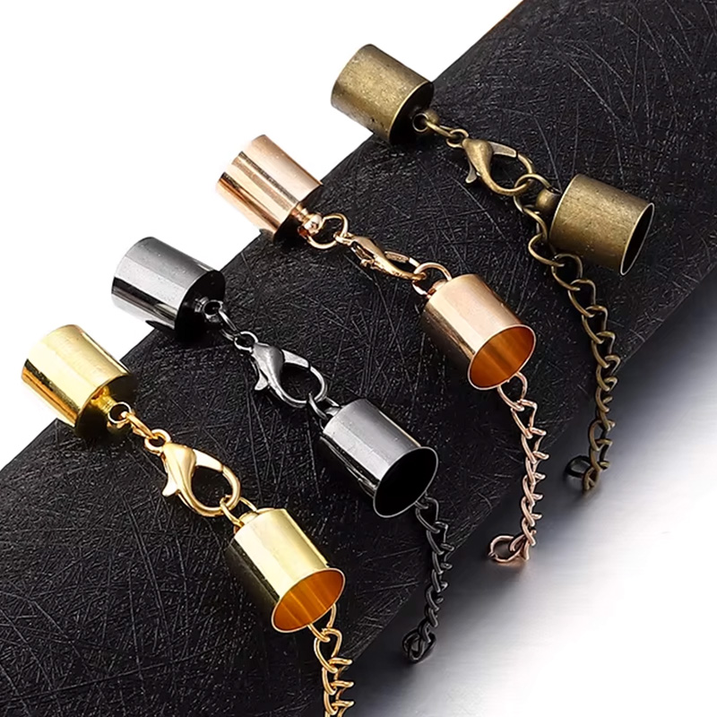 Jewelry Making Hardware - ฝาครอบสายหนัง 10 ชุดพร้อมตัวล็อคล็อบสเตอร์ขยายโซ่สำหรับเครื่องประดับ DIY สร้อยข้อมือสร้อยคอตัวเชื่อมต่ออุปกรณ์เสริม