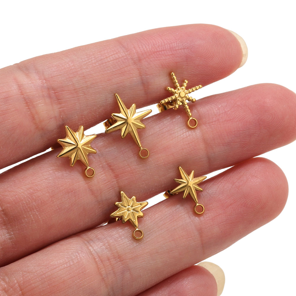 Jewelry Making Tool Kit - ต่างหูสแตนเลสรูปดาว 6 ชิ้น สำหรับทำต่างหู ชุบทอง 18k