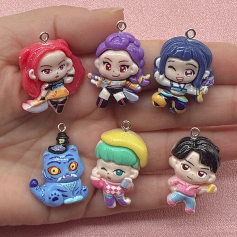 Jewelry Making For Birthday Party - จี้การ์ตูนเรซิ่น 10 ชิ้น, ต่างหูทำเอง DIY, อุปกรณ์เสริมพวงกุญแจ