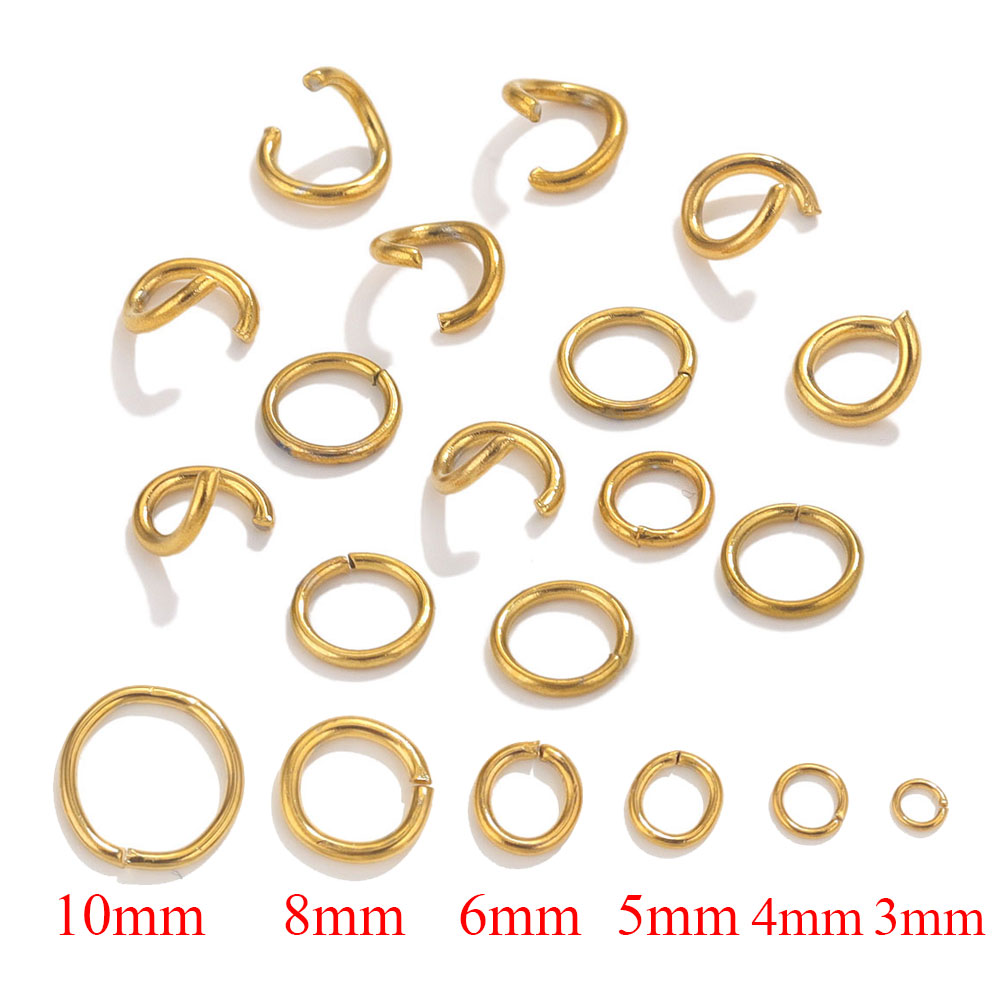 Jump Ring Assorted - 100 ชิ้น Gold Plated สแตนเลสสตีลแหวนกระโดดสําหรับเครื่องประดับ DIY