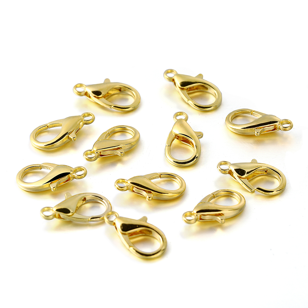 Jewelry Making Articles - ตัวล็อคแบบก้ามปู 10 ชิ้น หลายขนาด สำหรับเชื่อมต่อสร้อยข้อมือ สร้อยคอ