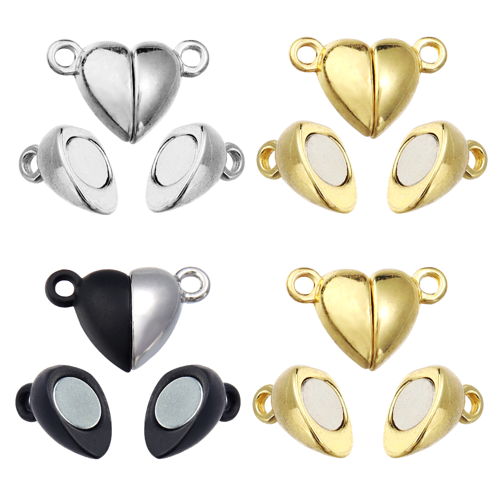 Jewelry Making Hardware - ตัวล็อคแม่เหล็กรูปหัวใจโลหะผสม 5 ชิ้น/ชุด สำหรับสร้อยคอ สร้อยข้อมือ ตัวเชื่อมต่อแม่เหล็ก
