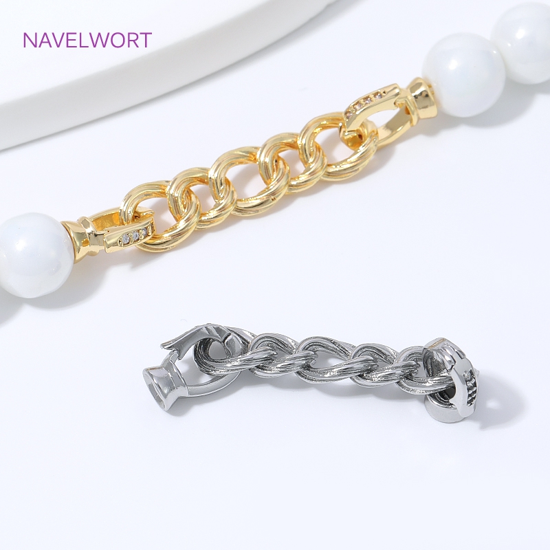 Jewelry Making Articles - ตัวล็อกเครื่องประดับแบบเชือกเกลียวชุบทอง 18K, ตัวล็อกทองเหลืองพร้อมตัวเชื่อมเพชรซิรกอนสำหรับเครื่องประดับ, อุปกรณ์ทำสร้อยข้อมือและสร้อยคอ DIY