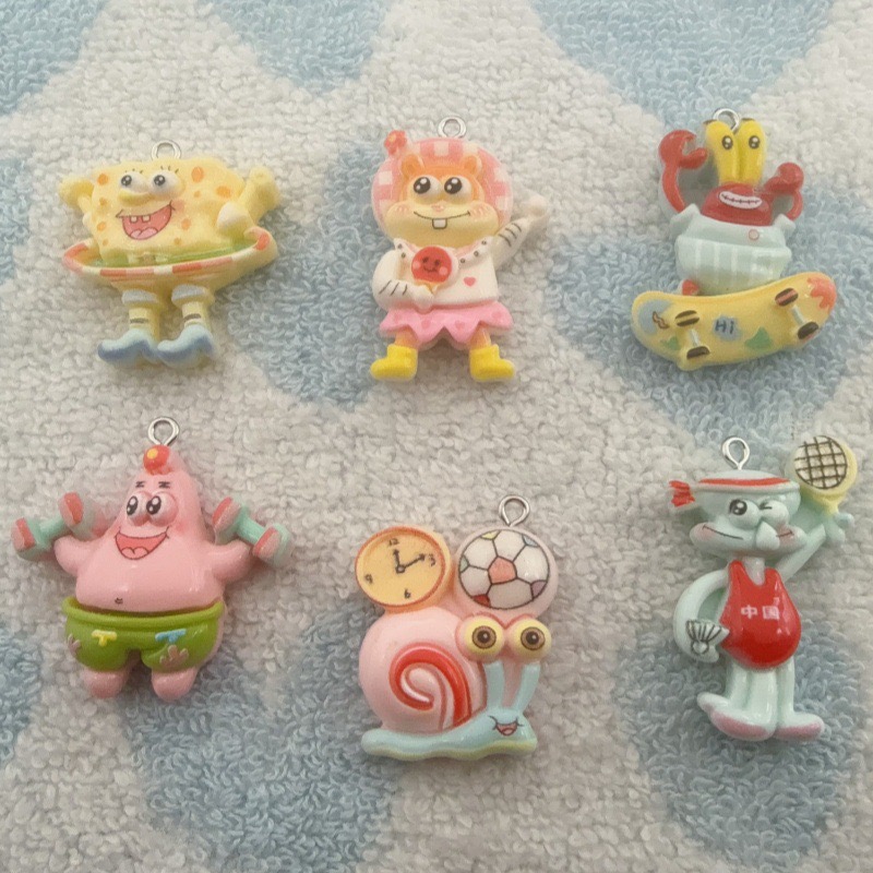 Jewelry Making For Birthday Party - จี้เรซิ่นลายการ์ตูน 10 ชิ้น, ต่างหูทำเอง DIY, อุปกรณ์เสริมพวงกุญแจ