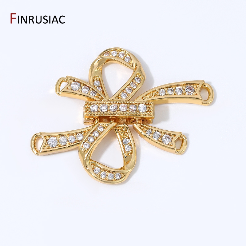 Jewelry Making Articles - ตัวล็อกแบบริบบิ้นกลวงชุบทอง 18K ทำจากทองเหลือง, ตัวล็อกแบบสไลด์ 2 รู