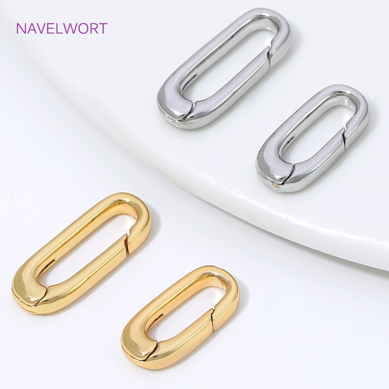 Jewelry Making Articles - ตัวล็อคแบบสปริงรูปวงรีชุบทอง 18K จำนวน 1/2/4 ชิ้น สำหรับเครื่องประดับ,