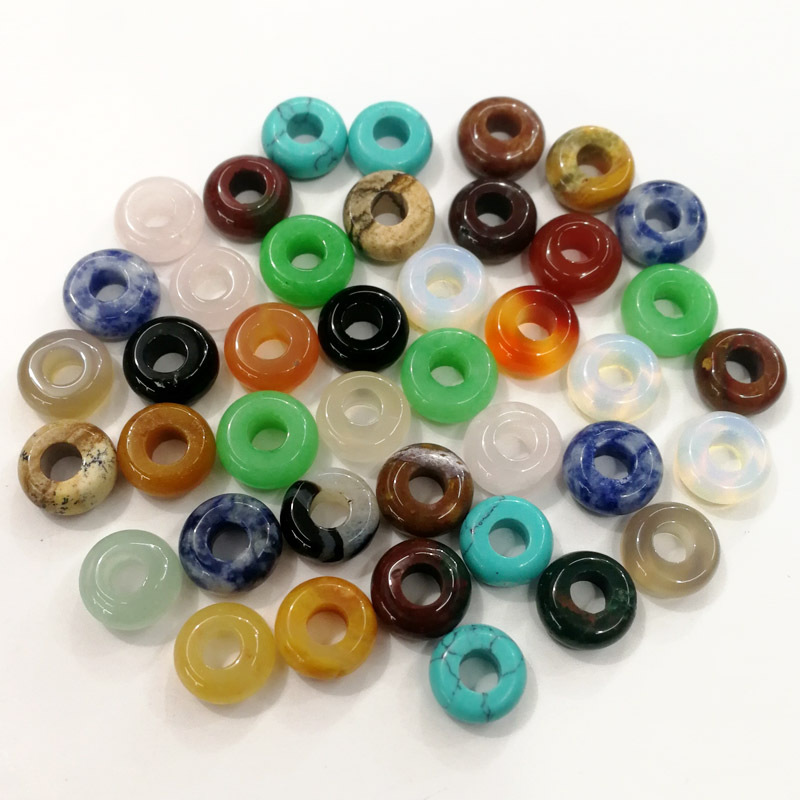 Jewelry Making Michaels - ลูกปัดหินแบนทรงลูกคิด ขนาดใหญ่ 10 มม. รู 4