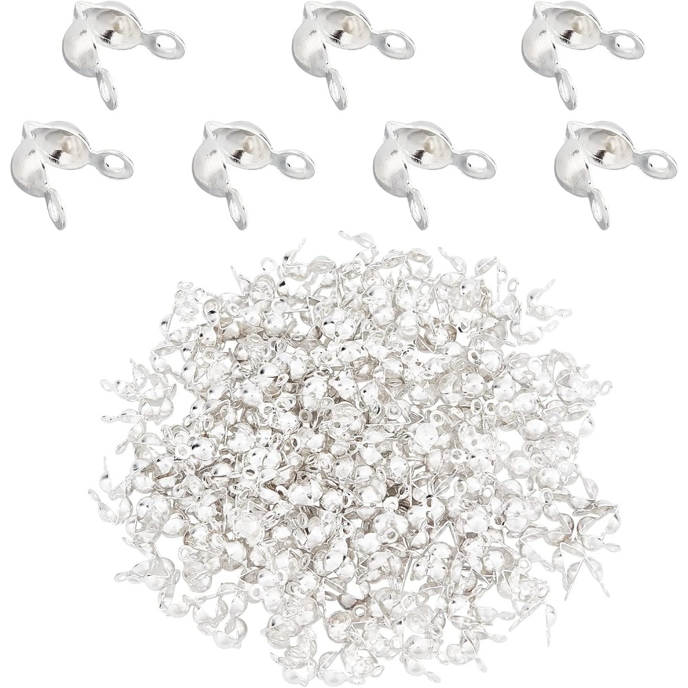 Jewelry Making Knots - 300pcs 3.5 มม.304 สแตนเลสสตีล Clamshell ลูกปัดเคล็ดลับลูกปัด