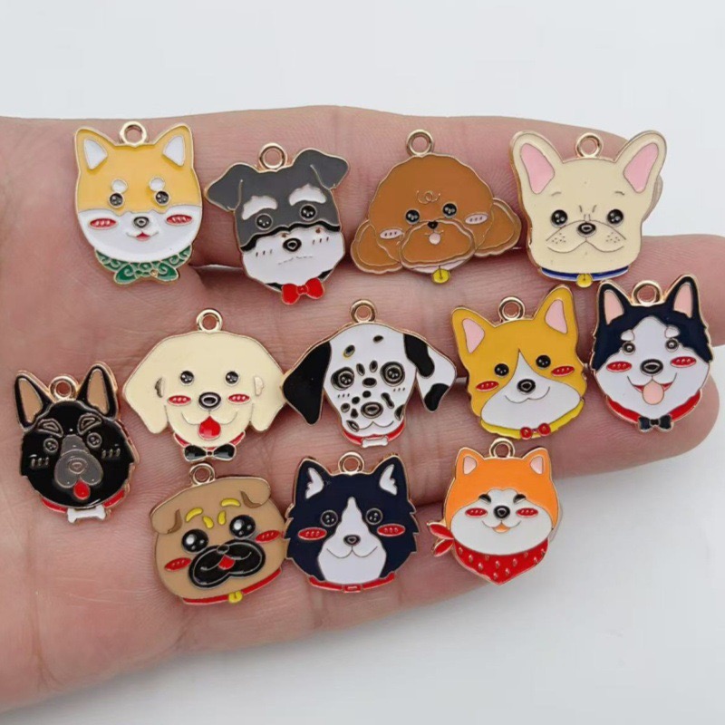 Jewelry Making For Birthday Party - จี้โลหะผสมรูปสุนัขลายจุดการ์ตูน 12 ชิ้น สำหรับทำเครื่องประดับ DIY ต่างหู