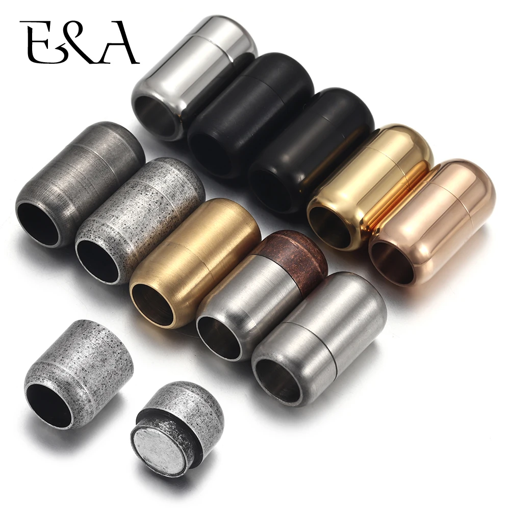 Jewelry Making Hardware - สแตนเลส 3 มม.-8 มม.แม่เหล็ก Clasps สร้อยข้อมือหนังแม่เหล็กลูกไม้หัวเข็มขัดสร้อยคอ