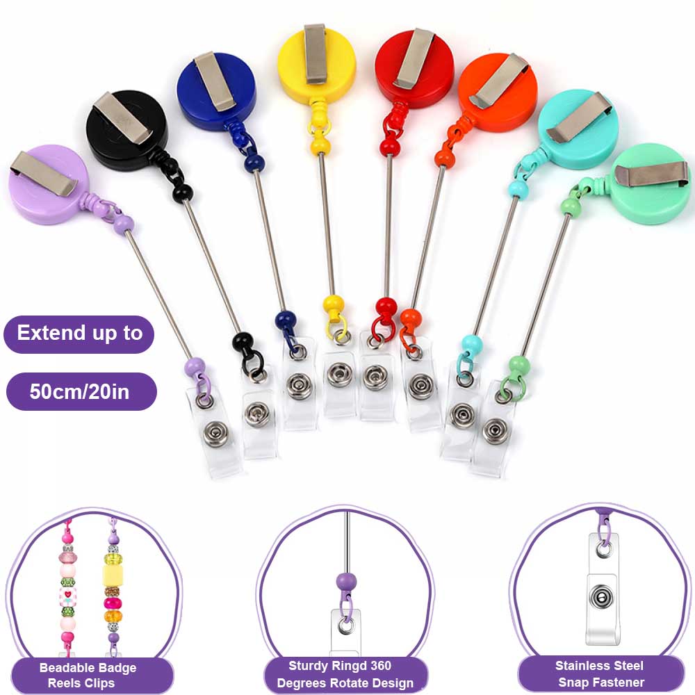 Jewelry Making Parts - 1-3 Pcs Beadable Badge Reels บาร์
