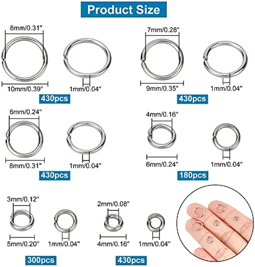 แหวนกระโดดสแตนเลส304 1000ชิ้นแ - Jump Ring Assorted บทวิจารณ์และราคา