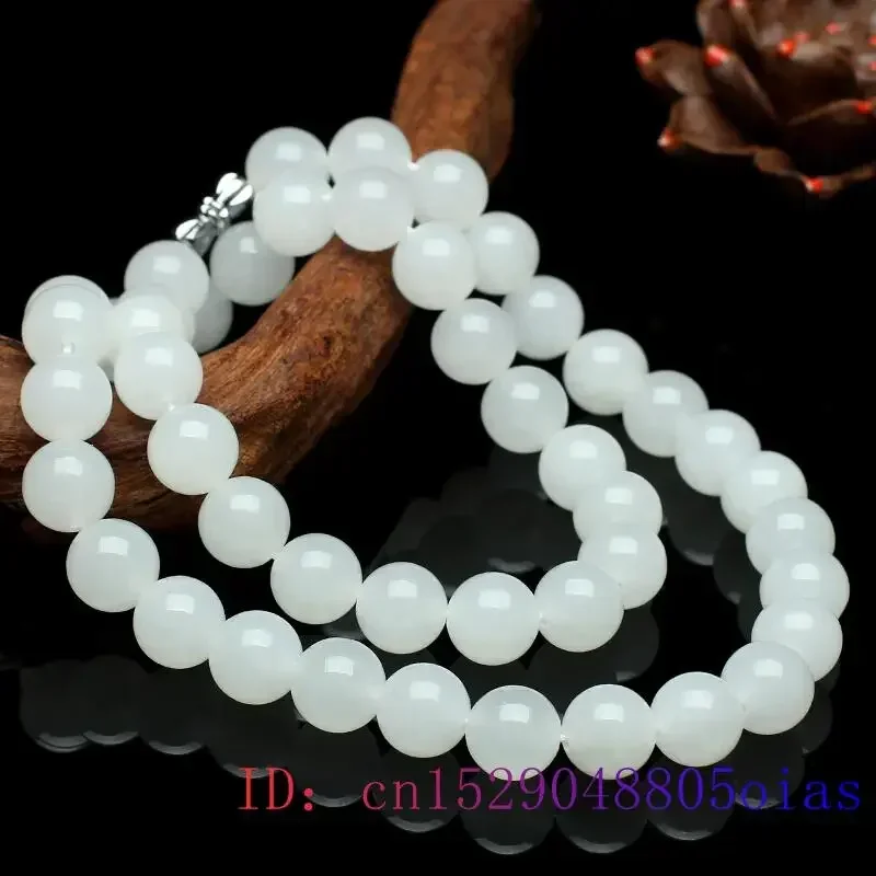สีขาวหยกลูกปัดสร้อยคอลูกปัดธรร - Jewelry Making Parts บทวิจารณ์และราคา