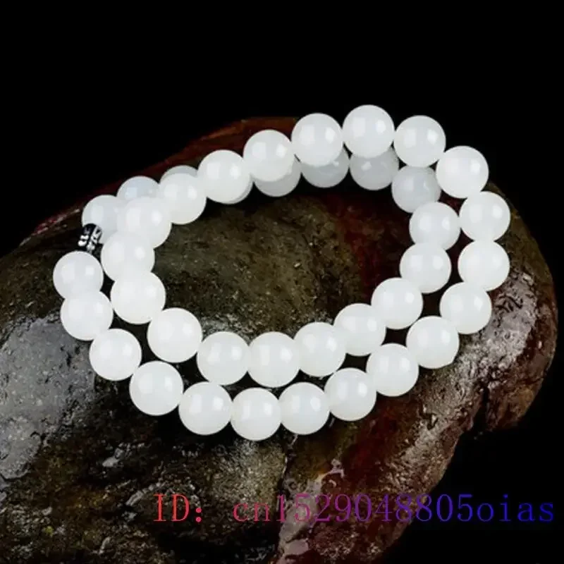 สีขาวหยกลูกปัดสร้อยคอลูกปัดธรร - Jewelry Making Parts บทวิจารณ์และราคา
