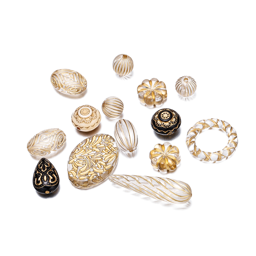 ลูกปัดอะคริลิครูปวาดสีทองรูปหั - Jewelry Making Drawing บทวิจารณ์และราคา