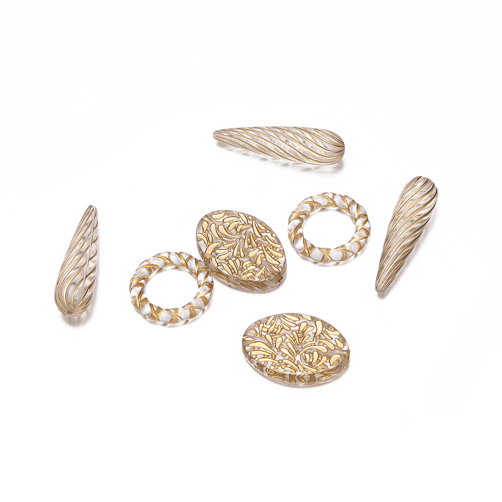 ลูกปัดอะคริลิครูปวาดสีทองรูปหั - Jewelry Making Drawing บทวิจารณ์และราคา