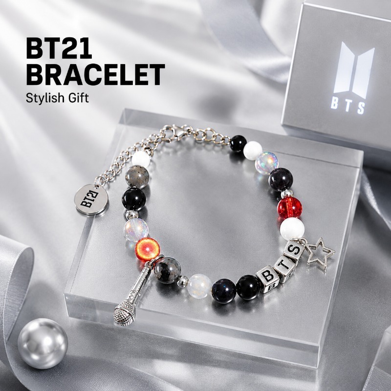 สร้อยข้อมือลูกปัดสีดำแดง BT21, - Jewelry Making Parts บทวิจารณ์และราคา