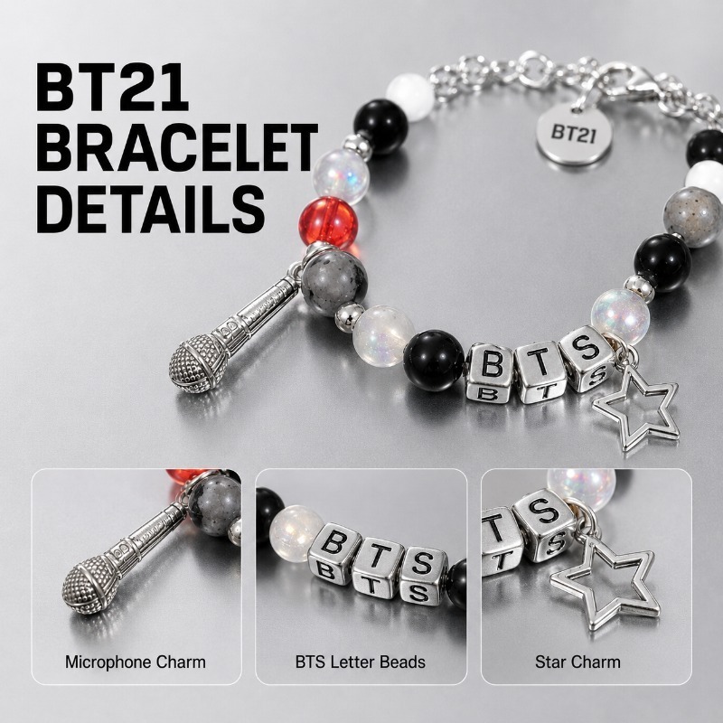 สร้อยข้อมือลูกปัดสีดำแดง BT21, - Jewelry Making Parts บทวิจารณ์และราคา