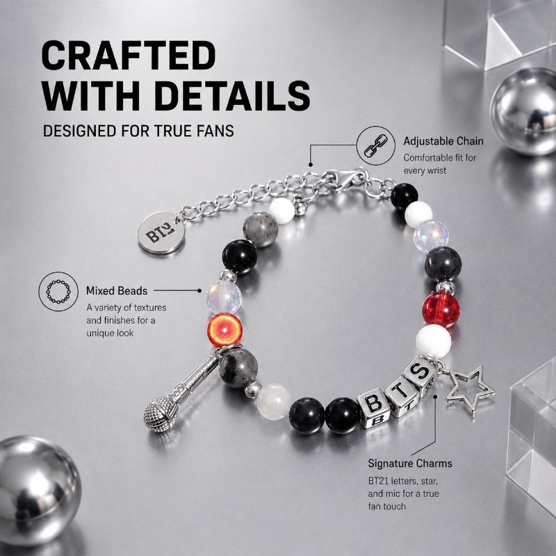 สร้อยข้อมือลูกปัดสีดำแดง BT21, - Jewelry Making Parts บทวิจารณ์และราคา