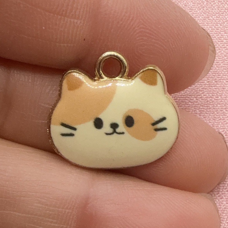 จี้โลหะผสมรูปหัวแมวพิมพ์ลาย 12 - Jewelry Making For Birthday Party บทวิจารณ์และราคา