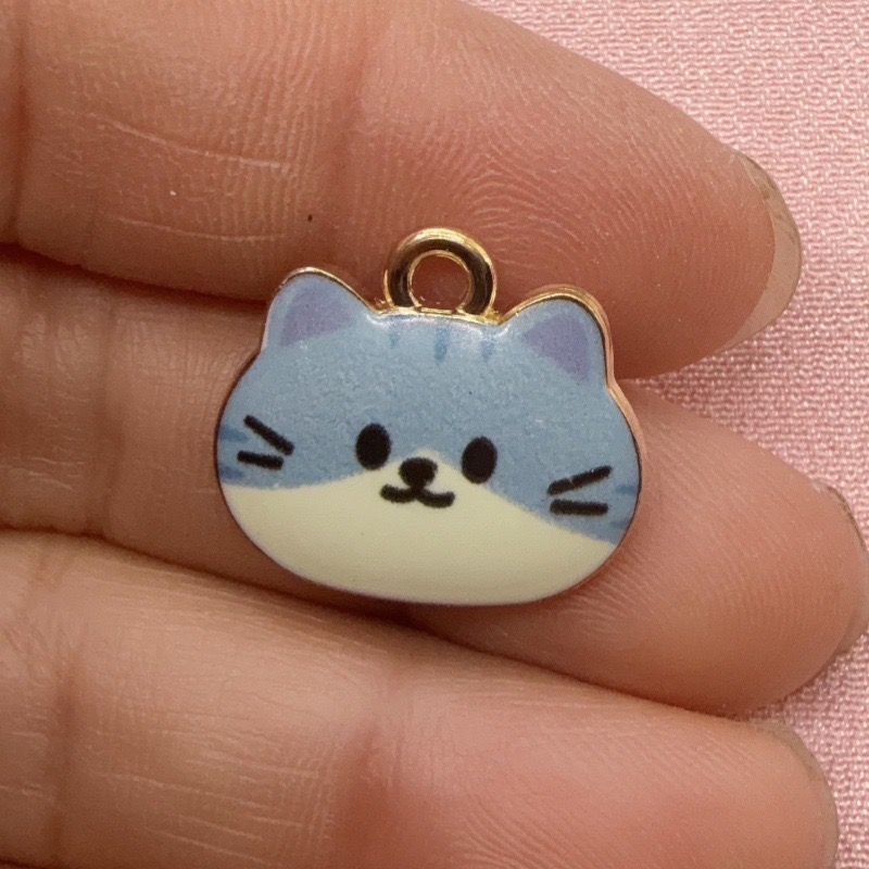 จี้โลหะผสมรูปหัวแมวพิมพ์ลาย 12 - Jewelry Making For Birthday Party บทวิจารณ์และราคา