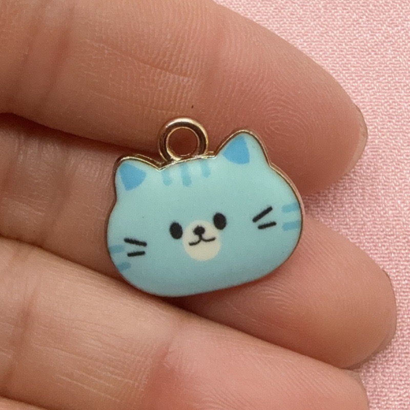 จี้โลหะผสมรูปหัวแมวพิมพ์ลาย 12 - Jewelry Making For Birthday Party บทวิจารณ์และราคา