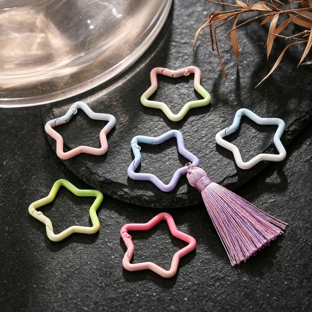 ห่วงคล้องกุญแจรูปดาวไล่สี 5 ชิ - Jewelry Making Articles บทวิจารณ์และราคา